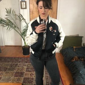 Silence + Noise Navy Bomber Jacket